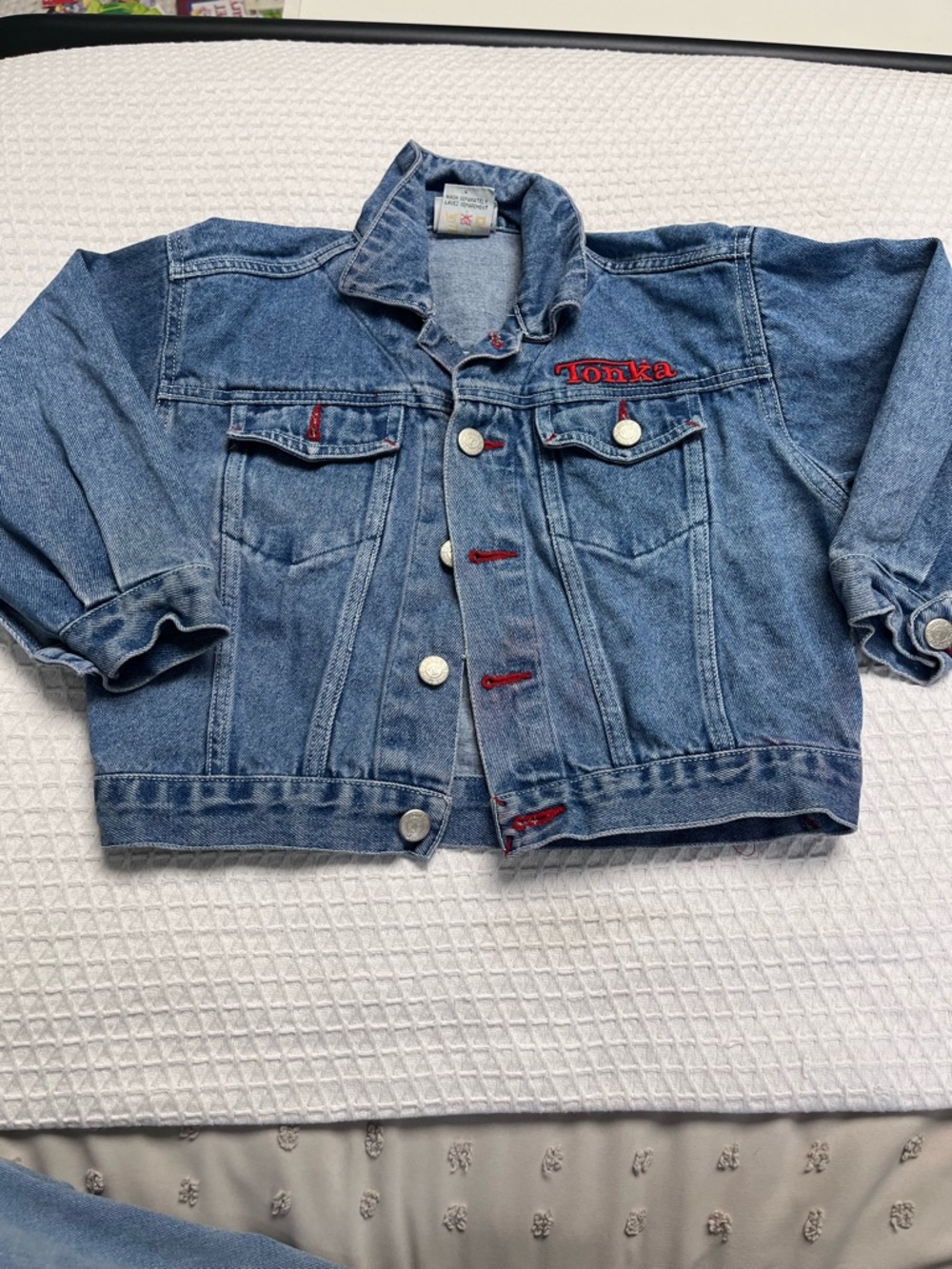 Vintage Tonka Blue Denim Jacket with Red Embroidery